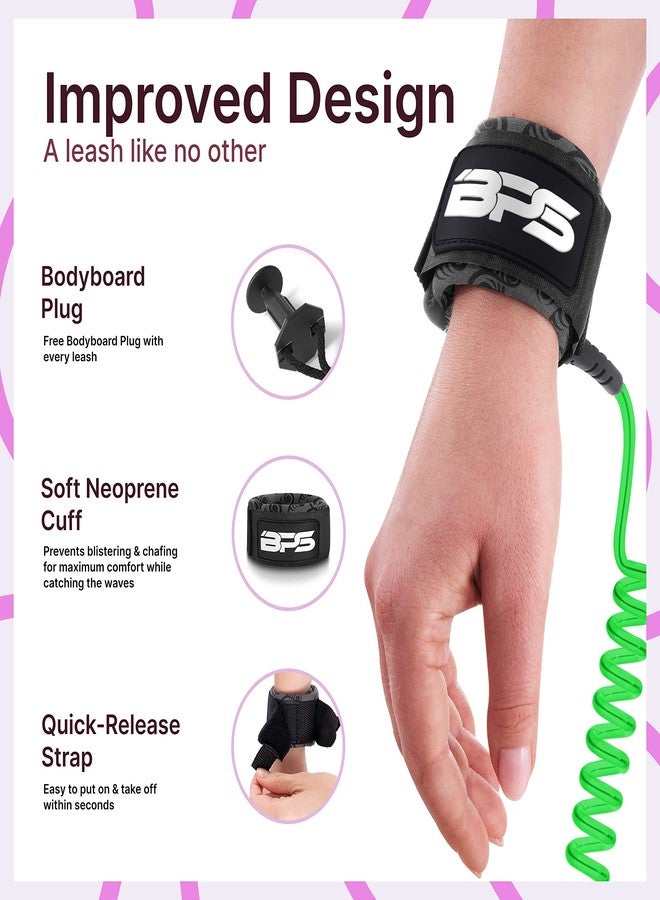 بي بي أس حبل ربط ذراع ملفوف من نوع BPS 'PRO' للوح التزلج على الماء مع قابس ربط للوح التزلج على الماء - مع دوارات مزدوجة (أخضر كورو) - Image 4