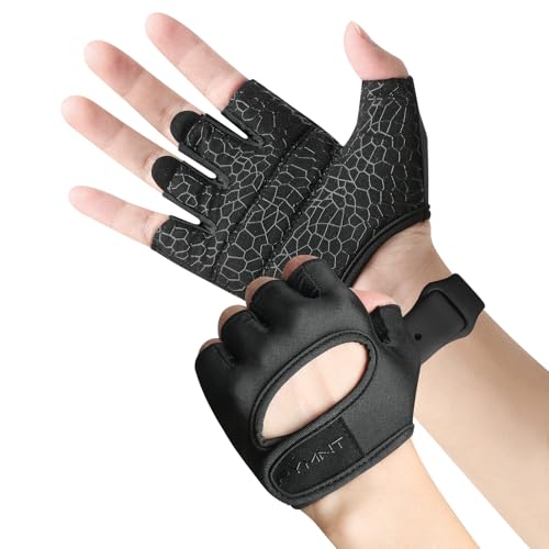 RYMNT Minimal Weight Lifting Gloves,Short Micro Workout Gloves Grip Pads with Full Palm Protection & Extra Grip for Men Women Weightlifting,Gym,Exercise Training.BK-Small - Image 2