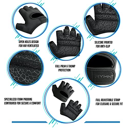 RYMNT Minimal Weight Lifting Gloves,Short Micro Workout Gloves Grip Pads with Full Palm Protection & Extra Grip for Men Women Weightlifting,Gym,Exercise Training.BK-Small - Image 3