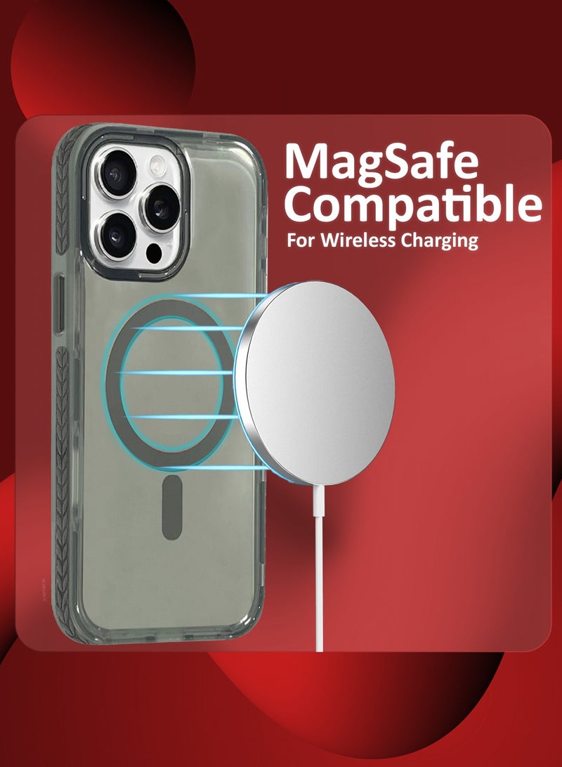 CATANES (for iPhone 15 Pro Max) Hard PC Magsafe Case Cover Polycarbonate Magnetic Strong Shockproof Protective Case Cover Transparent - Grey Color - Image 4