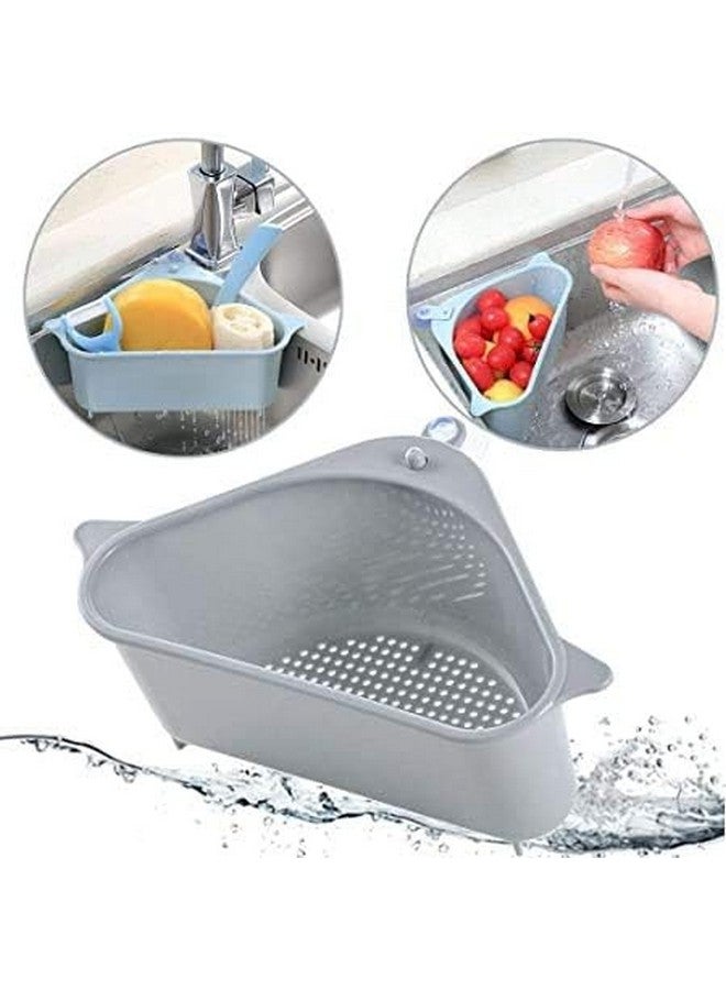 JRM Multifunctional Plastic Drain Shelf Sink Storage Rack for Kitchen, Bathroom, Soap Box Organizer (Grey, Pack of 2) - Image 2