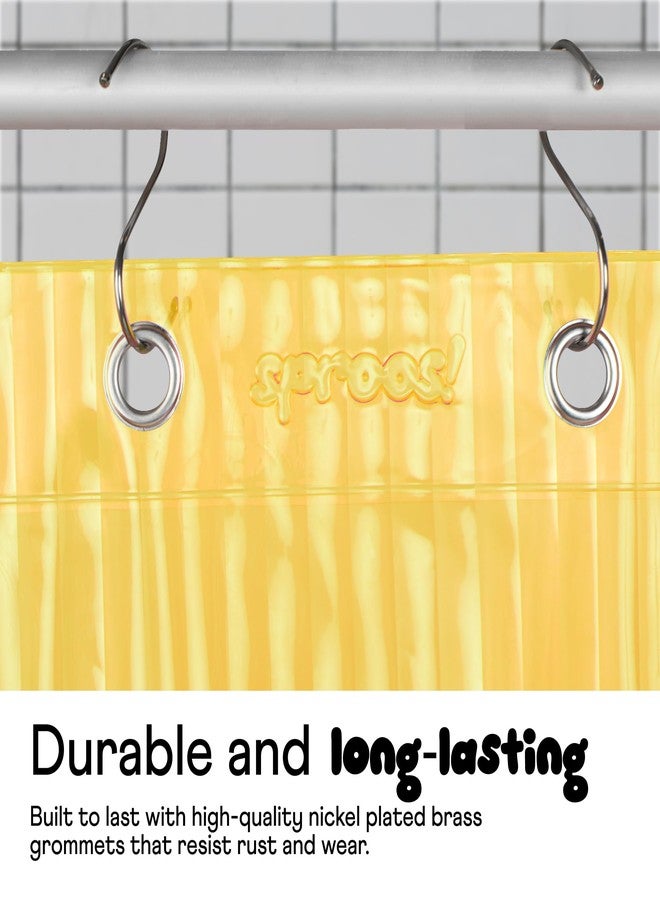 Sproos! - Fluted Shower Curtain Yellow 72" x 72" - Prevent Water Splashes - Modern Stylish Design - Eco-Friendly Material - Easy Maintenance Durable Long-Lasting - Image 4