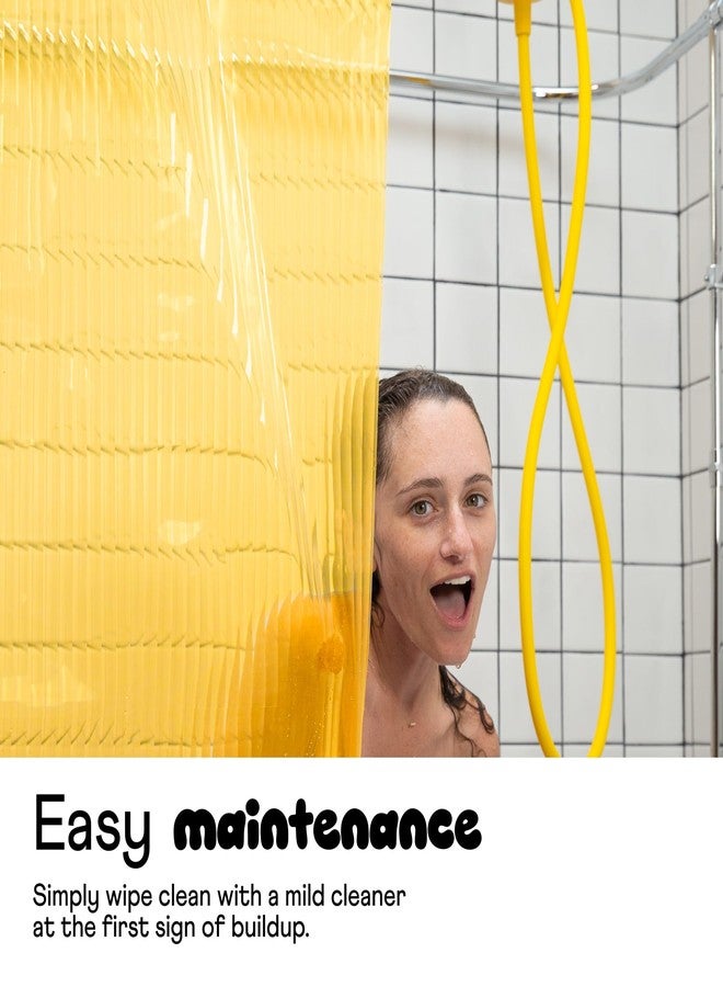 Sproos! - Fluted Shower Curtain Yellow 72" x 72" - Prevent Water Splashes - Modern Stylish Design - Eco-Friendly Material - Easy Maintenance Durable Long-Lasting - Image 3