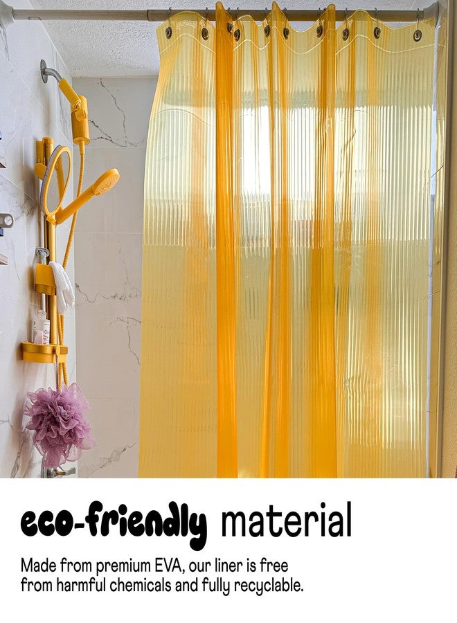 Sproos! - Fluted Shower Curtain Yellow 72" x 72" - Prevent Water Splashes - Modern Stylish Design - Eco-Friendly Material - Easy Maintenance Durable Long-Lasting - Image 5