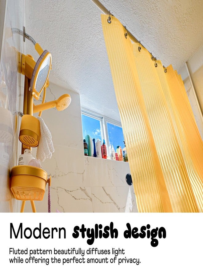 Sproos! - Fluted Shower Curtain Yellow 72" x 72" - Prevent Water Splashes - Modern Stylish Design - Eco-Friendly Material - Easy Maintenance Durable Long-Lasting - Image 2