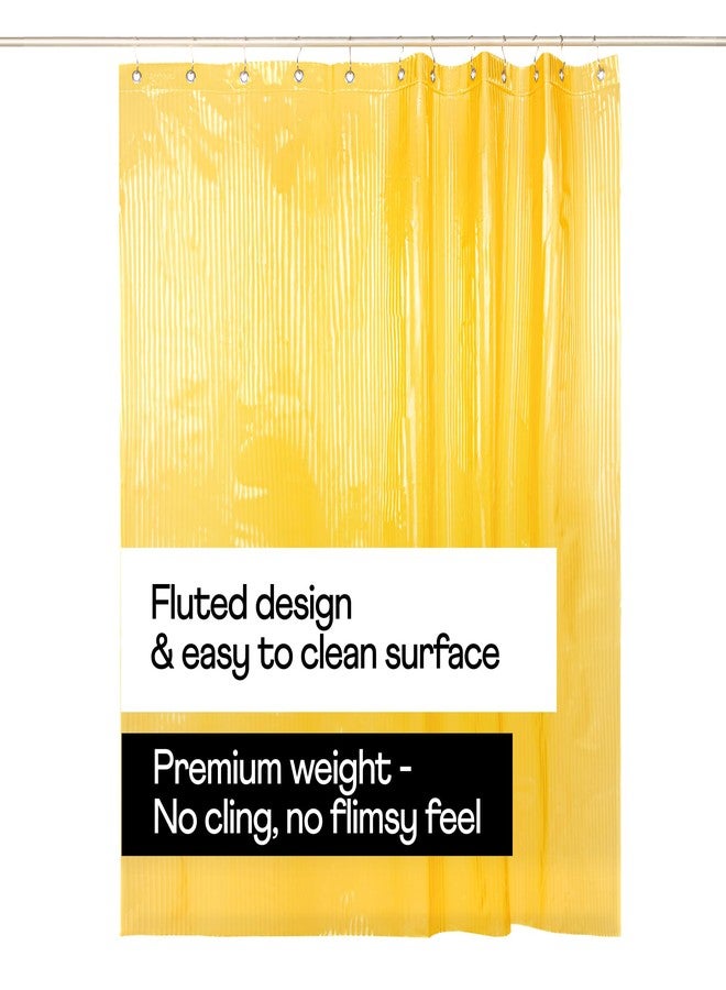 Sproos! - Fluted Shower Curtain Yellow 72" x 72" - Prevent Water Splashes - Modern Stylish Design - Eco-Friendly Material - Easy Maintenance Durable Long-Lasting - Image 1