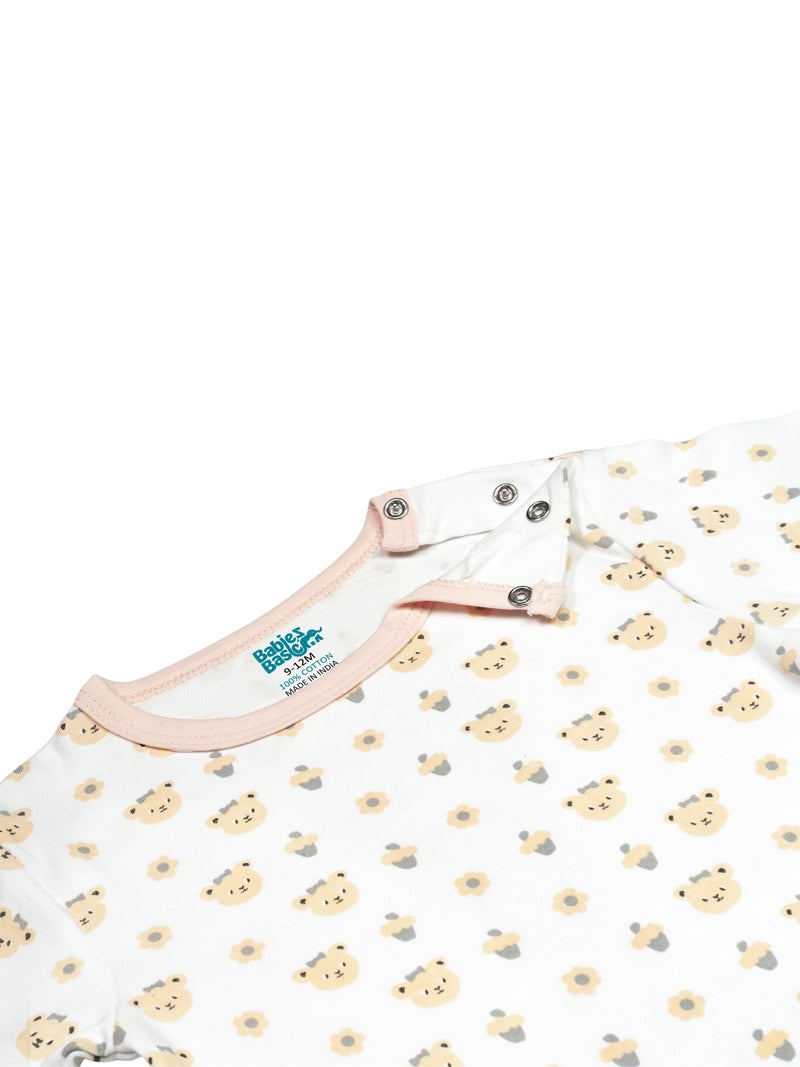 بابيز_بيسك بيبيز بيسك مجموعة هدايا مكونة من 5 قطع قطنية 100٪ للجنسين تشمل السالوبيت ، والرمبر ، والقفازات ، والقبعة ، والبيجامة/البذلة. - Image 5