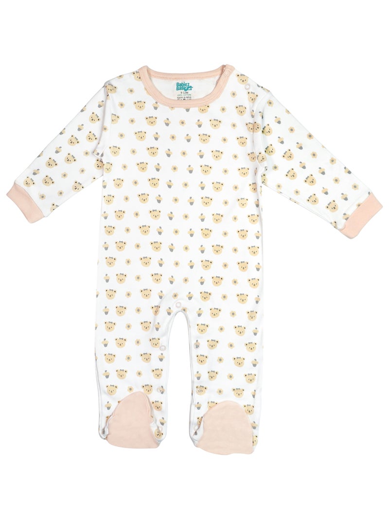 بابيز_بيسك بيبيز بيسك مجموعة هدايا مكونة من 5 قطع قطنية 100٪ للجنسين تشمل السالوبيت ، والرمبر ، والقفازات ، والقبعة ، والبيجامة/البذلة. - Image 2