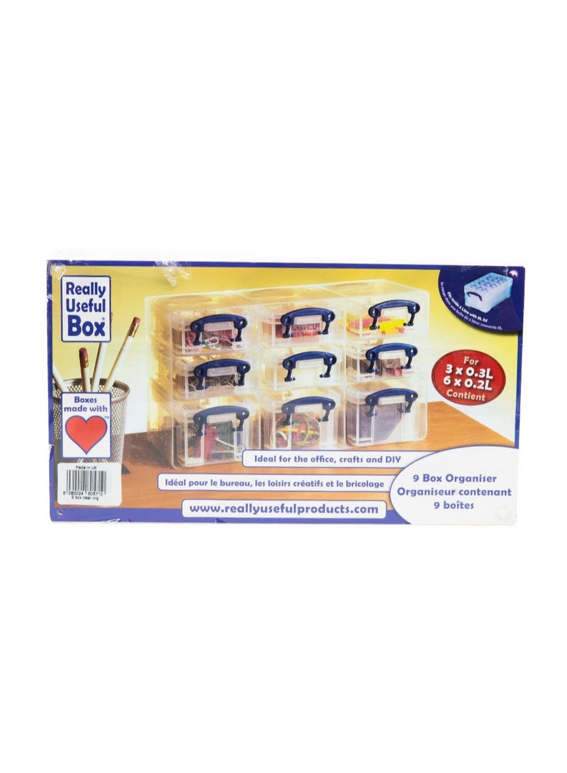 Really Useful Box Pack of 9 Organizer - Clear, H 28.5 cm x W 16.5 cm x D 10.5 cm - Image 3
