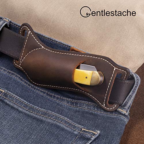 Gentlestache Leather Knife Sheaths for Belt, Pocket Knife Holder, EDC Sheath for Folding, Compact Draw Knife Holster Dark Brown - Image 2