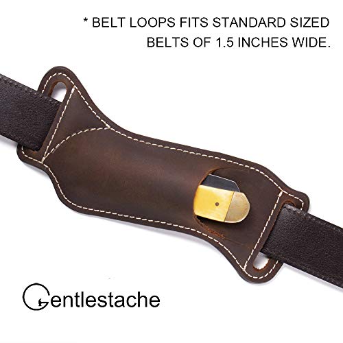 Gentlestache Leather Knife Sheaths for Belt, Pocket Knife Holder, EDC Sheath for Folding, Compact Draw Knife Holster Dark Brown - Image 3
