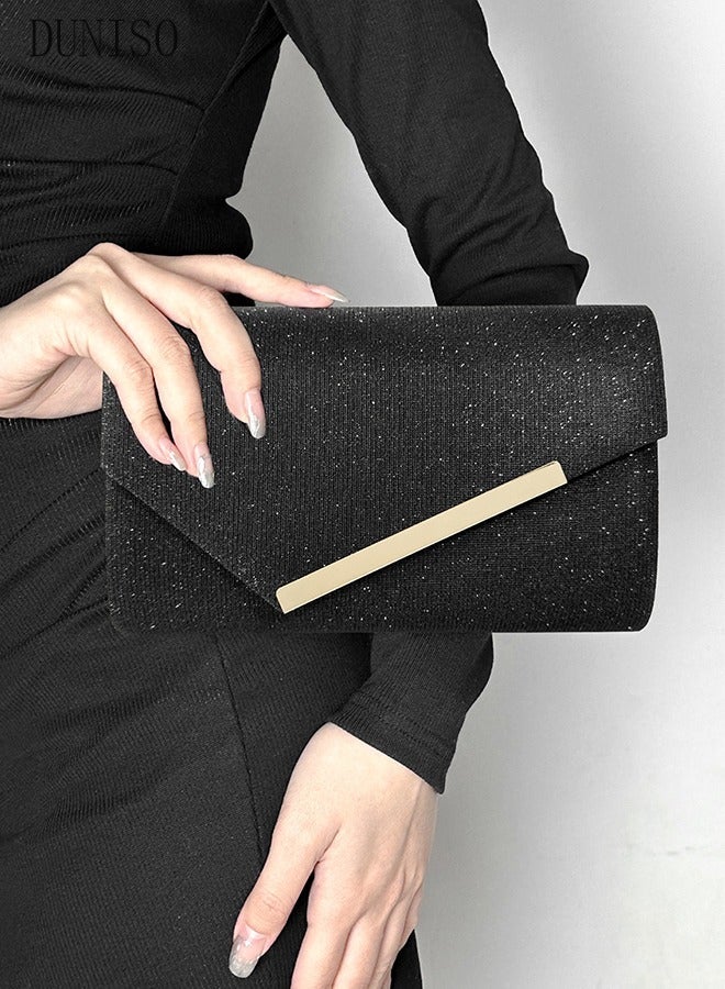 DUNISO Women Shiny Glitter Evening Clutch Crossbody Bag Envelope Handbag Chain Purse for Wedding Formal Cocktail Party - Image 1
