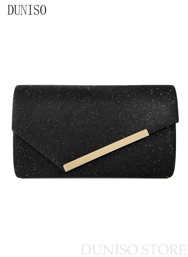 DUNISO Women Shiny Glitter Evening Clutch Crossbody Bag Envelope Handbag Chain Purse for Wedding Formal Cocktail Party - Image 2