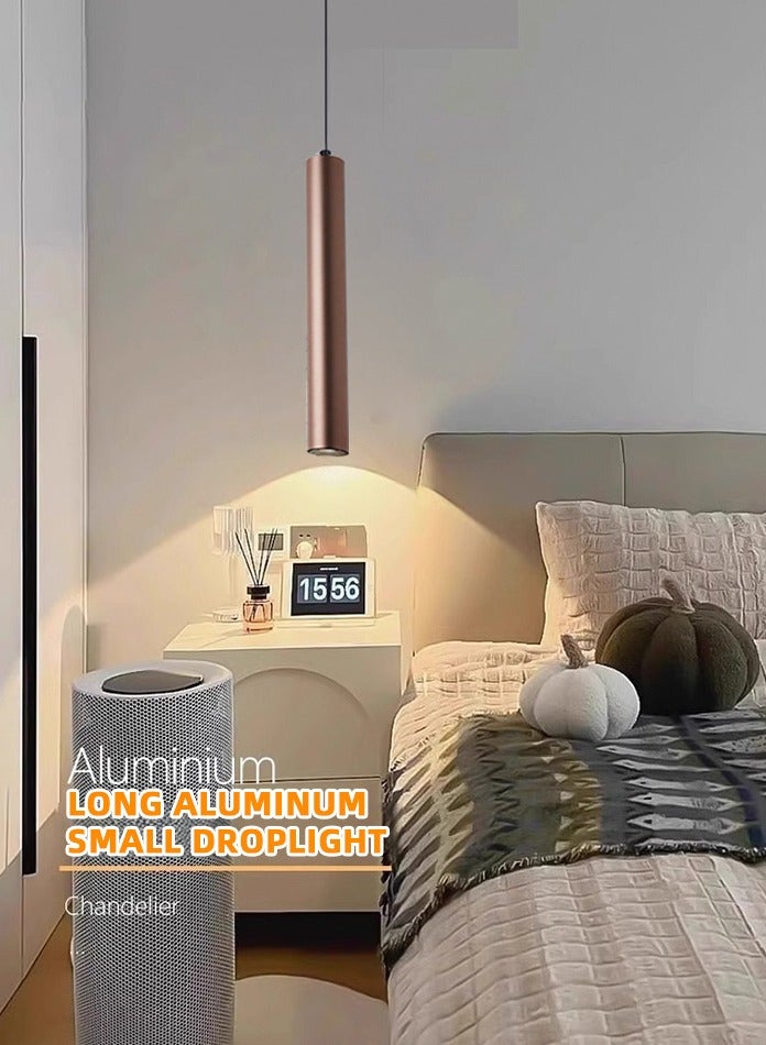 Vmax Modern Pendant Light Ceiling Lamp, 3000K Warm White, Hanging LED Tube Light, Chandelier Spot Light, for Kitchen, Bedroom, Living Room – White/Brown (Coffee, 6W 4 * 30cm, Warm - Image 2