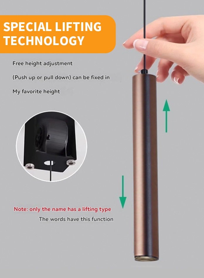 Vmax Modern Pendant Light Ceiling Lamp, 3000K Warm White, Hanging LED Tube Light, Chandelier Spot Light, for Kitchen, Bedroom, Living Room – White/Brown (Coffee, 6W 4 * 30cm, Warm - Image 4