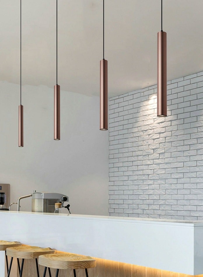 Vmax Modern Pendant Light Ceiling Lamp, 3000K Warm White, Hanging LED Tube Light, Chandelier Spot Light, for Kitchen, Bedroom, Living Room – White/Brown (Coffee, 6W 4 * 30cm, Warm - Image 3