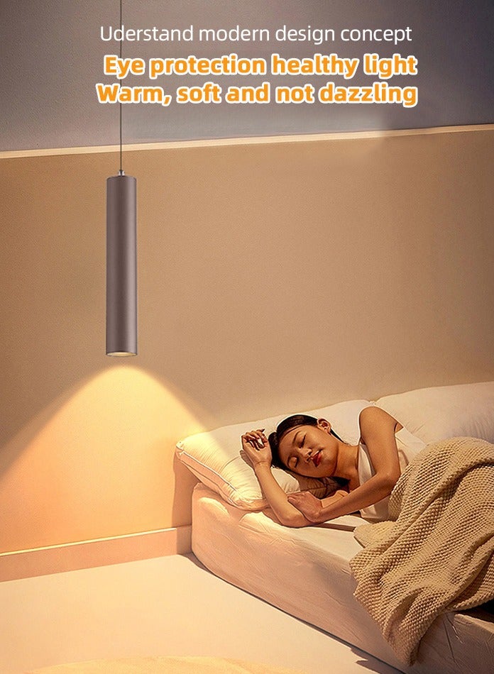 Vmax Modern Pendant Light Ceiling Lamp, 3000K Warm White, Hanging LED Tube Light, Chandelier Spot Light, for Kitchen, Bedroom, Living Room – White/Brown (Coffee, 6W 4 * 30cm, Warm - Image 5