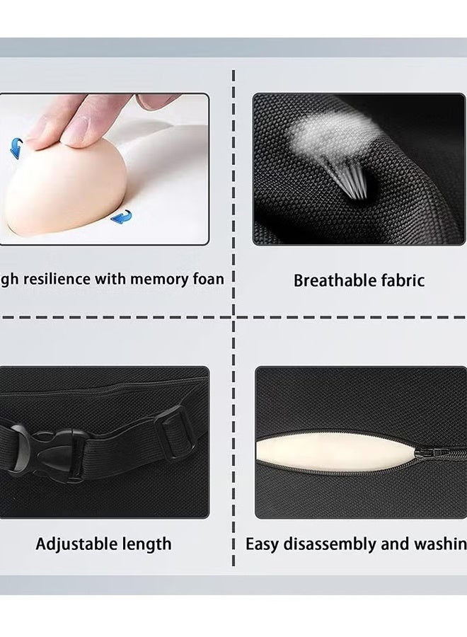 Premium Lumbar Support Pillow and Car Headrest Neck Pillow Set with Ergonomic Design, Memory Cotton & Latex, Adjustable Support for Office Chair and Car Seat, Grey - Image 5