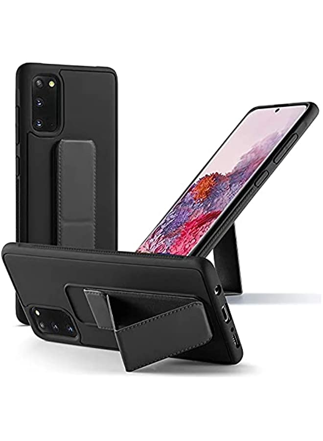 IAF Luxury Silicone Car Magnetic Holder Phone Case For Samsung Galaxy S20 FE 5G S20 Fan Editions 5G Ultra-thin Leather Fold Stand Cover Black