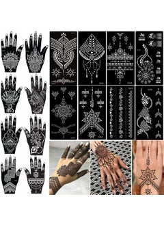 XMASIR XMASIR 16 Sheets Temporary Henna Tattoo Kit, Reusable Tattoo Stencils Sets Indian Arabian Temporary Tattoo Templates Kit for Body Hand Art 