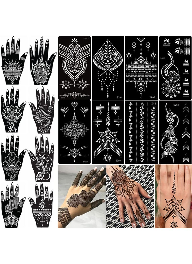 XMASIR 16 Sheets Temporary Henna Tattoo Kit Reusable Tattoo Stencils Sets Indian Arabian Temporary Tattoo Templates Kit for Body Hand Art - pzsku/ZBCA2663DABE5A9253623Z/45/_/1741001521/7f504d4d-4b38-4457-bab2-2b61ecb4a88e