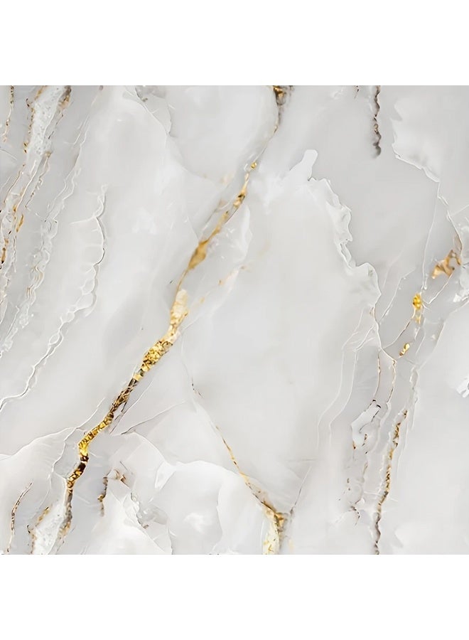 زيمي ورق حائط من الرخام الأبيض والرمادي الذهبي، قابل للتقشير واللصق، ورق فينيل ذاتي اللصق، مناسب لسطح العمل، وخزانة المطبخ، وتزيين الأثاث، ورق قابل للإزالة لتحسين المنزل (60*500 سم) - Image 3
