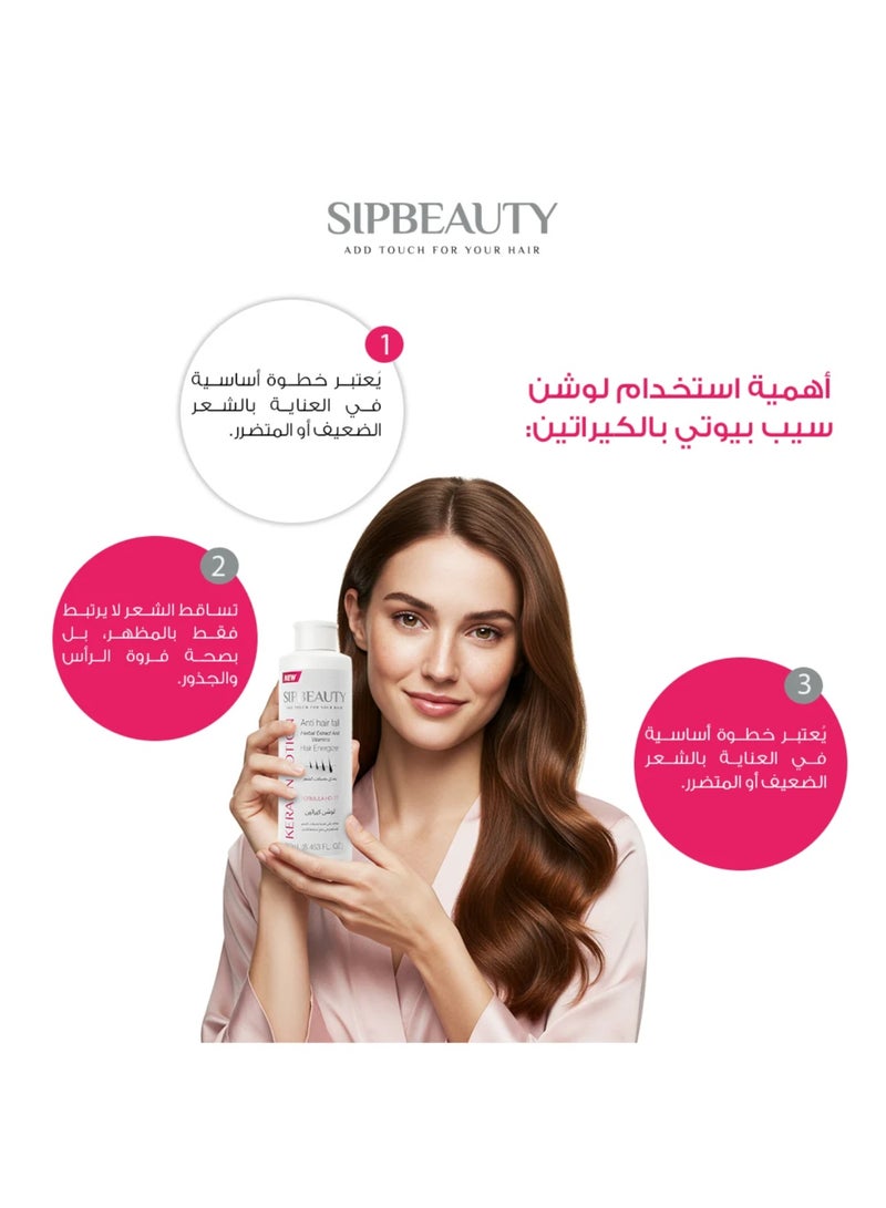 سيب بيوتي شامبو ضد القشرة بخلاصه طبيعية من نبات الشاي وذيل الحصان 250 مل +  لوشن كيراتين مغذي بصيلات الشعر  250 مل+  سيروم الشعر الأزرق لترطيب وحماية ولمعان الشعر 125 مل - Image 2