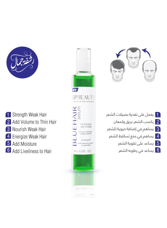 سيب بيوتي شامبو ضد القشرة بخلاصه طبيعية من نبات الشاي وذيل الحصان 250 مل +  لوشن كيراتين مغذي بصيلات الشعر  250 مل+  سيروم الشعر الأزرق لترطيب وحماية ولمعان الشعر 125 مل - Image 4