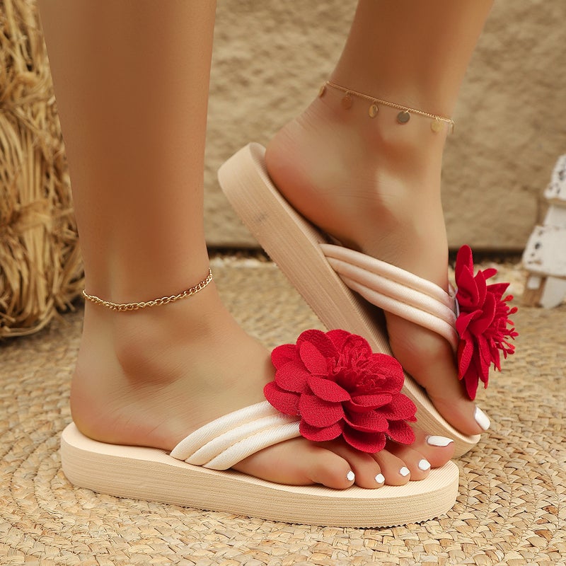 Flip-Flops For Women Plus Size Flower Flat-Soled Women'S Sandals Platform Sandals - Image 5