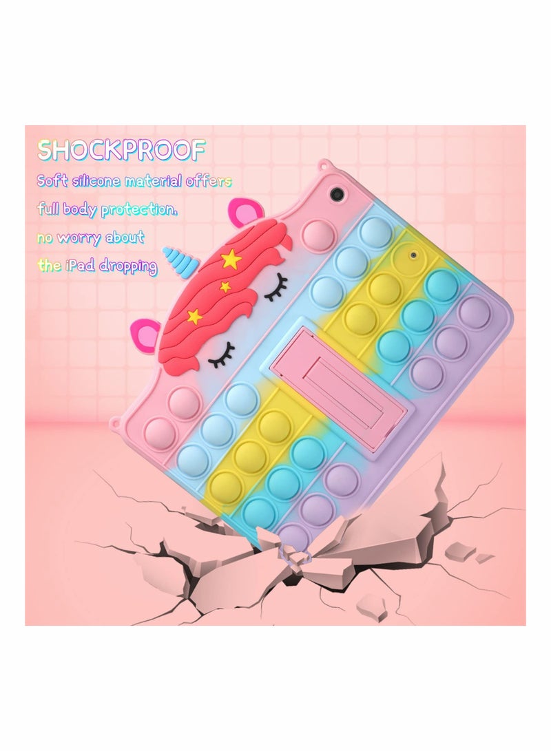 Excefore Tablet Case, Cute Rainbow Unicorn Case for iPad 6th 5th Generation Case for iPad 2018/2017 9.7 inch with Kickstand for Girls Women Silicone Fidget Bubble Case  - Image 4