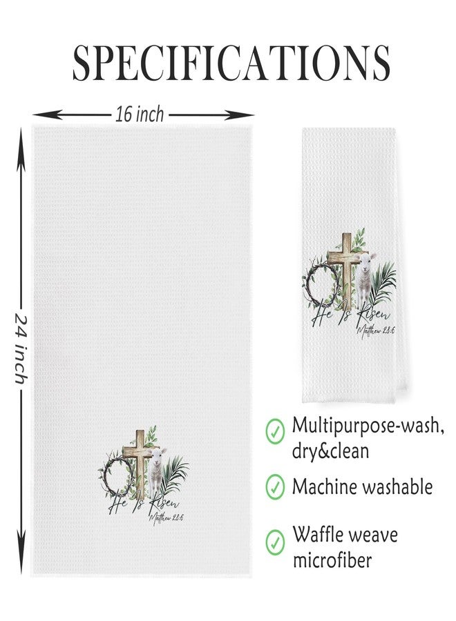 Geqtt He is Risen Kitchen Towels - Easter Decorative Waffle Weave Dish Towels, Christian Gifts Hand Tea Towel, Easter Gifts (16×24 Inches) - Image 5