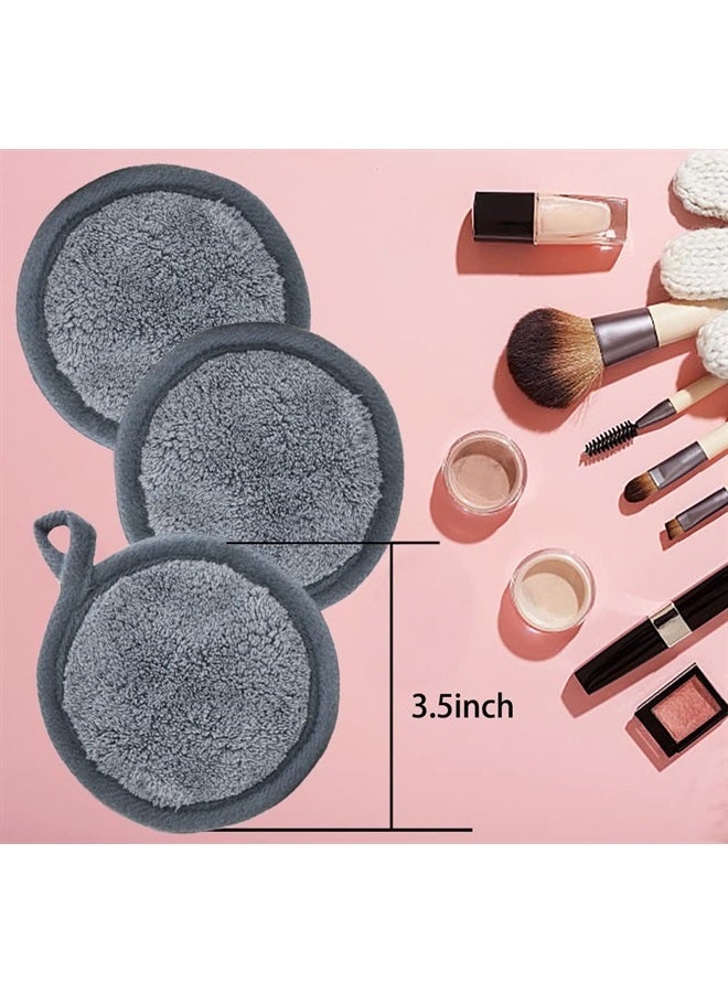 BloomSesame Reusable Makeup Remover Pads 16 Pack Microfiber Cleansing Facial Rounds Wipes Face, Eyes, Lips（3.5inch, grey） - Image 3