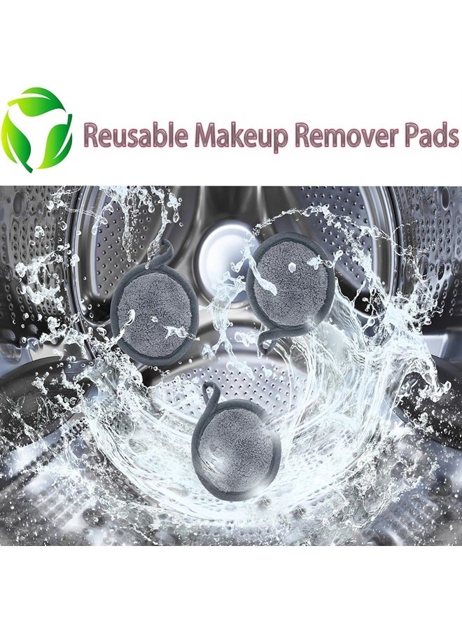 BloomSesame Reusable Makeup Remover Pads 16 Pack Microfiber Cleansing Facial Rounds Wipes Face, Eyes, Lips（3.5inch, grey） - Image 5