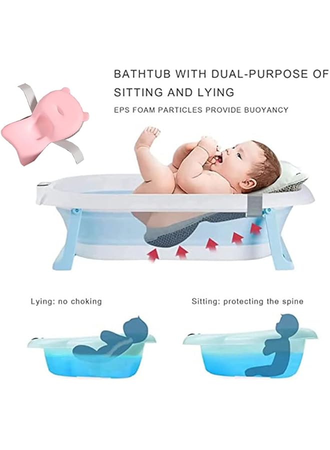 DMG TECH Dmg Baby Folding Bathtub Foldable Baby Bathtub With Temperature Sensing Portable Safe Shower Basin With Support Pad For Newborn/Infant/Toddler Sitting Lying Large Safe Bathtub (Pink) - Image 4