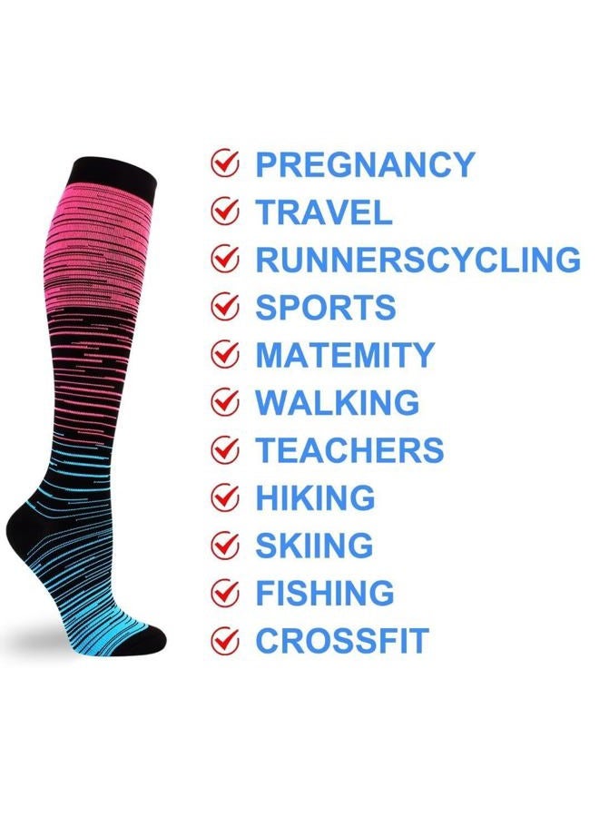Double Couple 3 Pairs Compression Socks for Women Men 20-30mmhg Knee High Stocking for Sports Running Travel Nurses - Image 3