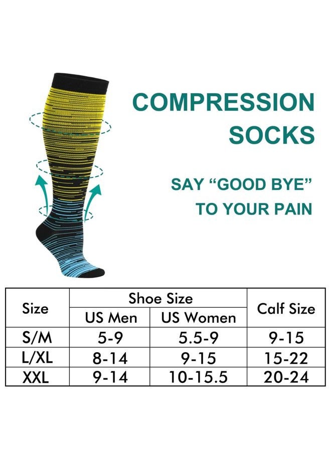 Double Couple 3 Pairs Compression Socks for Women Men 20-30mmhg Knee High Stocking for Sports Running Travel Nurses - Image 2