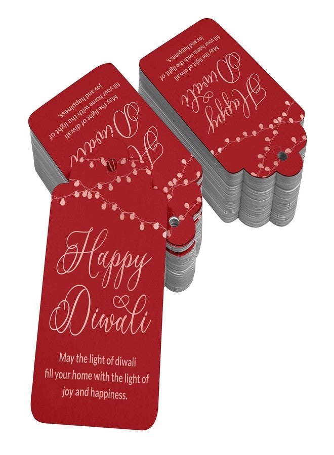Inkdotpot 50 Pack Rose Gold Foil Paper Tags Happy Diwali Favor Hang Tag - Image 2