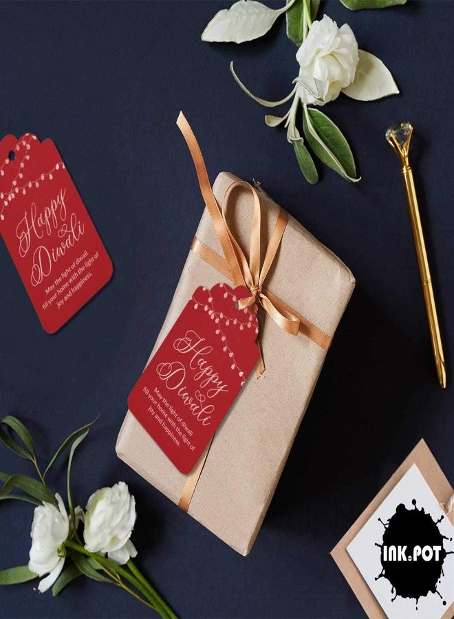 Inkdotpot 50 Pack Rose Gold Foil Paper Tags Happy Diwali Favor Hang Tag - Image 4