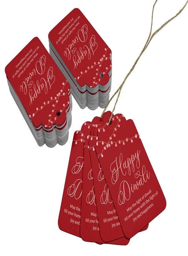 Inkdotpot 50 Pack Rose Gold Foil Paper Tags Happy Diwali Favor Hang Tag - Image 3