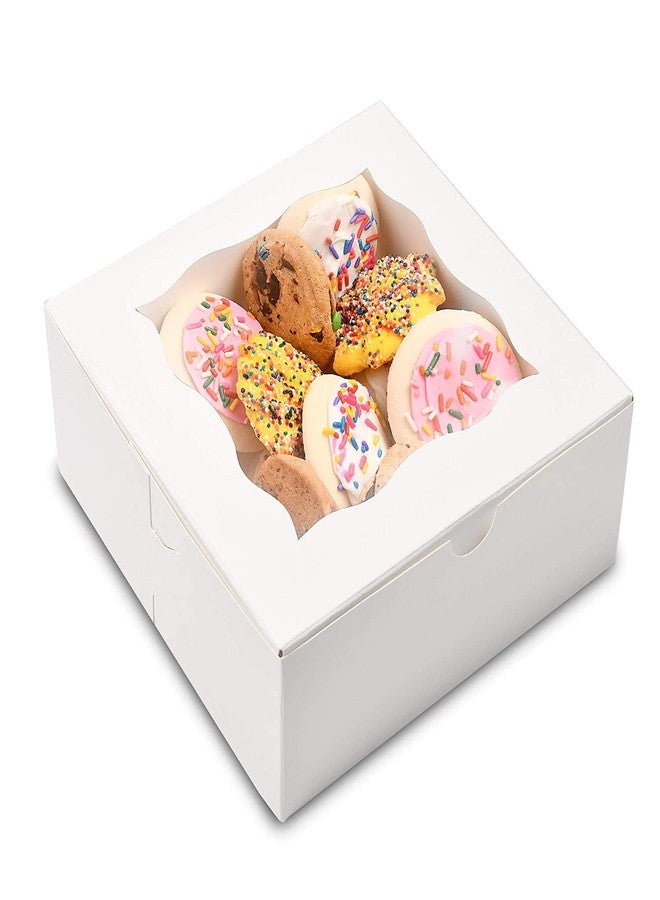 BIG BOX علبة براوني كبيرة بيضاء 6×6×2، تحتوي على 50 قطعة، علب مخبوزات بيضاء بنافذة للفطائر والكوكيز والمافن - Image 2