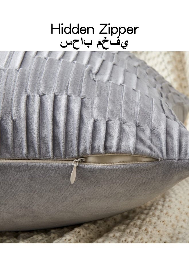 SHABILI 2-Pack Cotton Throw Pillow Covers, 18x18 inches for Living Room Sofa Bed Sofa Decorative Cushion Covers, Soft Striped Square Cushion Cover 45x45 cm, Rustic Boho Home Decor (Grey)  - Image 3