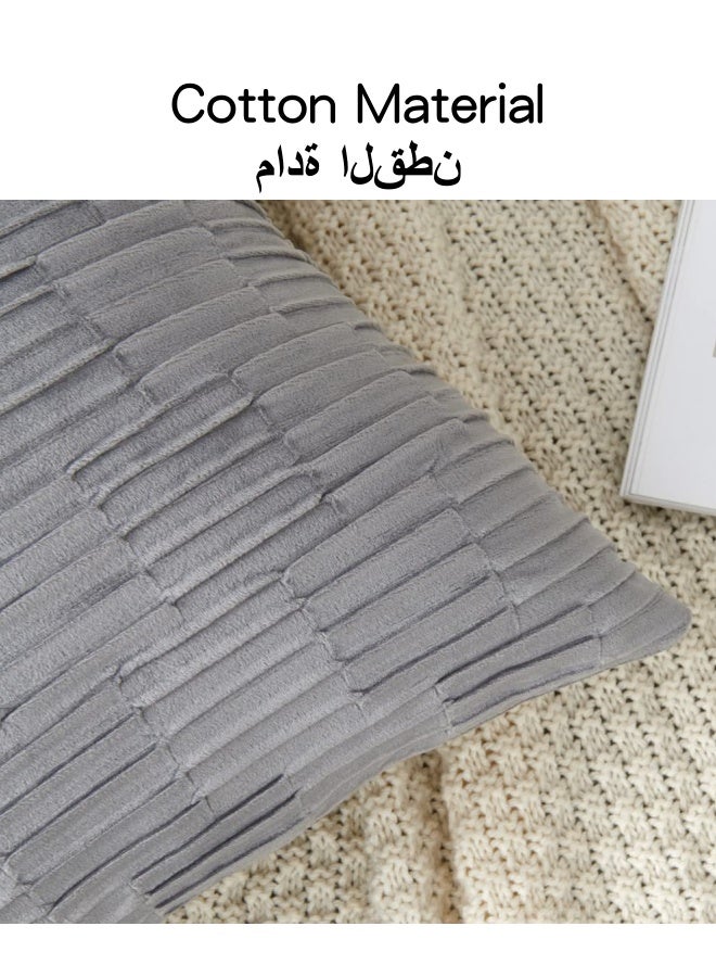 SHABILI 2-Pack Cotton Throw Pillow Covers, 18x18 inches for Living Room Sofa Bed Sofa Decorative Cushion Covers, Soft Striped Square Cushion Cover 45x45 cm, Rustic Boho Home Decor (Grey)  - Image 4