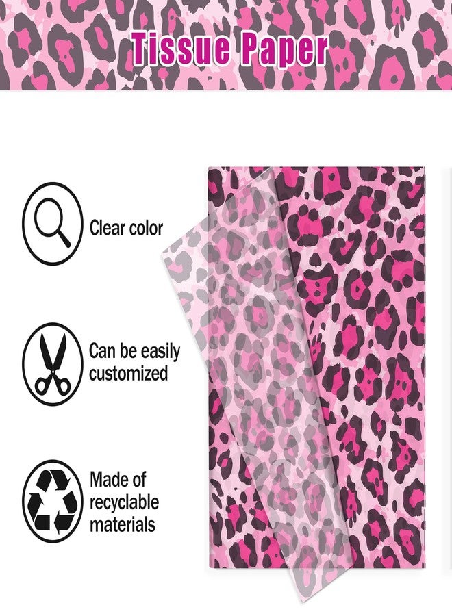 MOZUI 50 Sheets Pink Leopard Tissue Paper - 20"×14" Animal Print Gift Wrapping Paper Pink Leopard Design for Gift Bags, Baby Shower, Birthday Party, Bachelorette Party, and Craft Supplies - Image 2