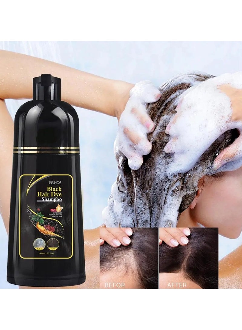 EELHOE Black Hair Dye Shampoo 3 in 1 for Gray Hair, Hair Color Shampoo for Women Men Grey Hair Coverage, Herbal Ingredients Champu Con Tinte Para Canas 100ml (Black) - Image 3
