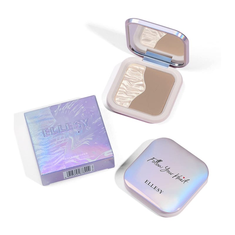 ELLESY Highlighter Makeup Palette Silky Texture Face Sculpting Highlighter Contouring Palette Lightweight Makeup Kit Grey Toned Natural Looking Contour Powder with brush-C01 - Image 2