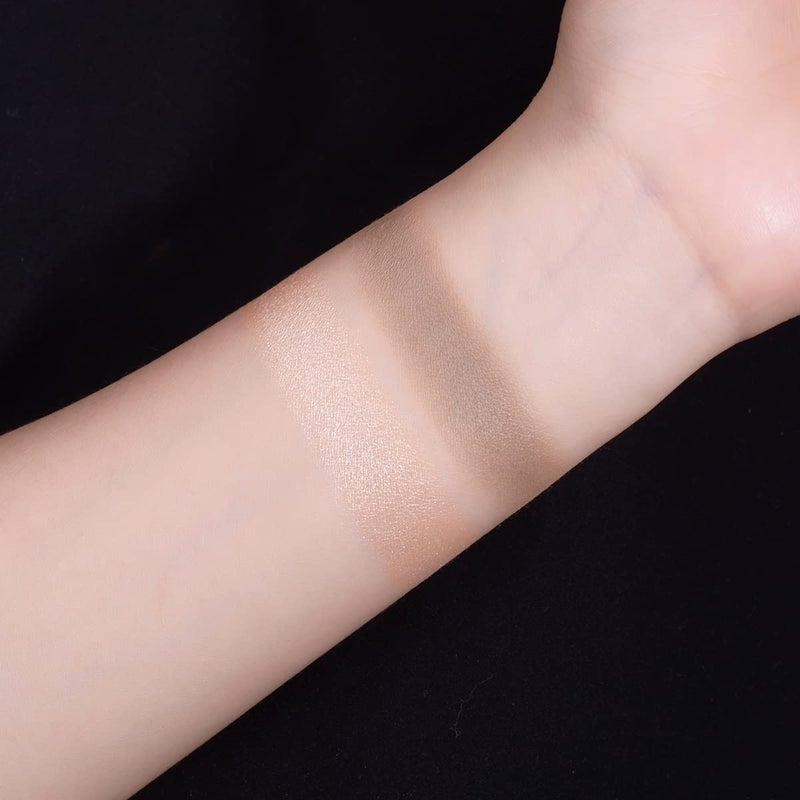 ELLESY Highlighter Makeup Palette Silky Texture Face Sculpting Highlighter Contouring Palette Lightweight Makeup Kit Grey Toned Natural Looking Contour Powder with brush-C01 - Image 3