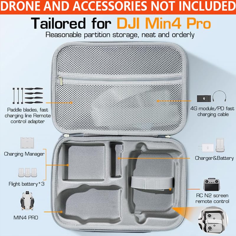 ZEITEL® Carrying Case for DJI Mini 4 Pro,Mini 4 Pro RC 2 Case Storage for DJI Accessories with Shoulder Strap Portable Travel and RC 2 Controller Only - Image 2