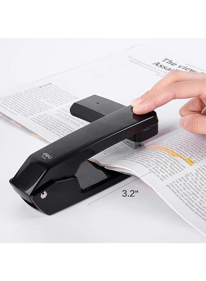 Deli Swing Arm Swivel Stapler 360 Degree Rotate Desktop Staplers 25 Sheet Capacity Includes 1000 Staples Black - Image 2