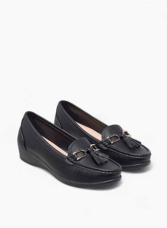Le Confort Women's Tassel Accent Slip-On Loafers with Wedge Heels  - Image 1