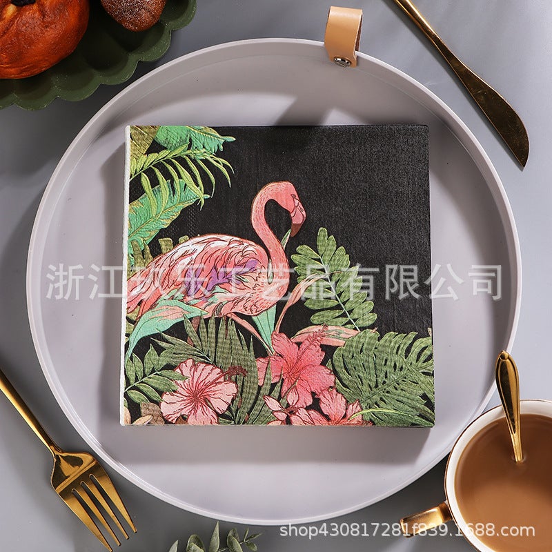 Supply Spot New Leaves Color Printing Napkin Paper Towel Western Restaurant Bakery For Facial Tissue - Image 1